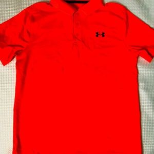 Under armor polo- orange-cool dry material . Size youth large